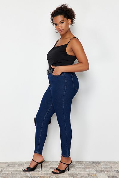 Trendyol Curve Modré extra flexibilní úzké džíny TBBSS24CJ00006