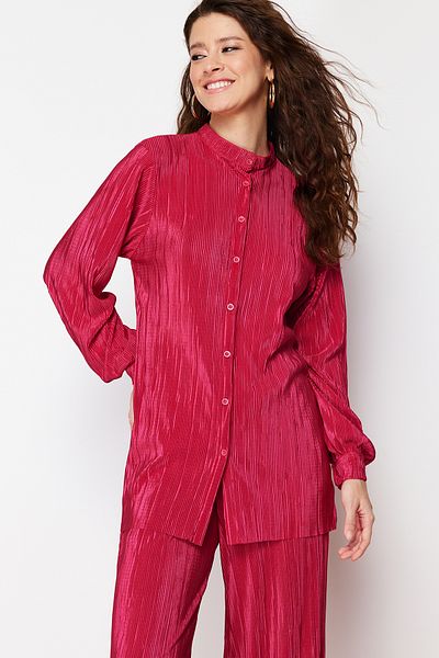 Trendyol Modest Fukszia redős kötött felső és alsó készlet TCTSS24US00040
