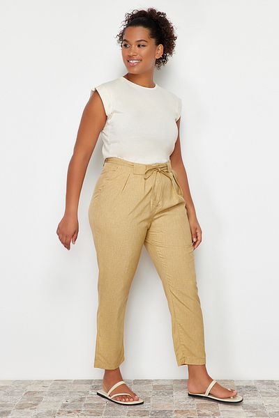 Trendyol Curve Steinroter Webstoff - Hose TBBSS24AR00013