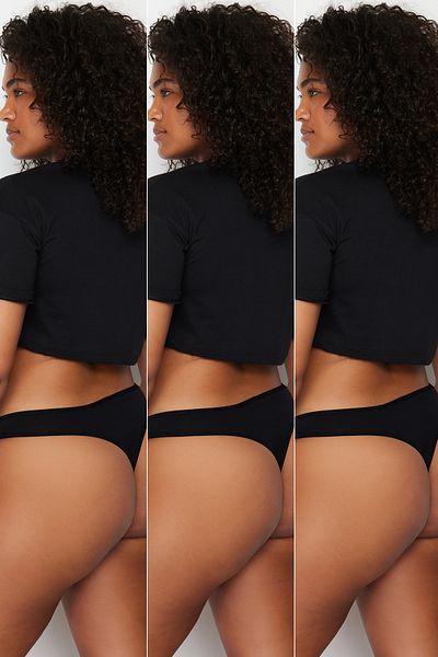 Trendyol Curve Schwarze Baumwollhöschen in großer Größe – 3er-Pack Tbbaw24Cm00010