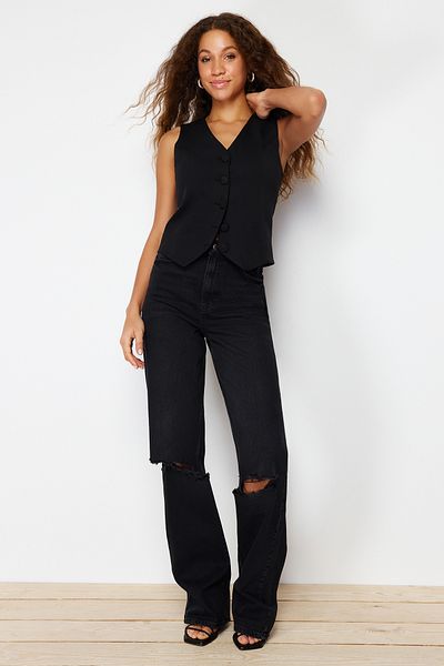 Trendyol Collection Black High Waist Wide Leg Jeans TWOSS24JE00254