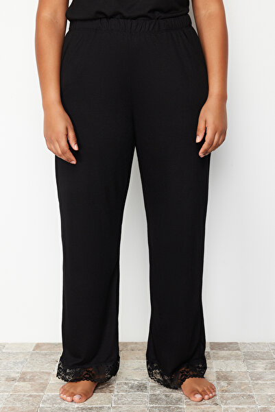 Trendyol Curve Μαύρη δαντέλα Λεπτομερής Πλεκτή Σετ Πιτζάμες TBBSS24AI00000