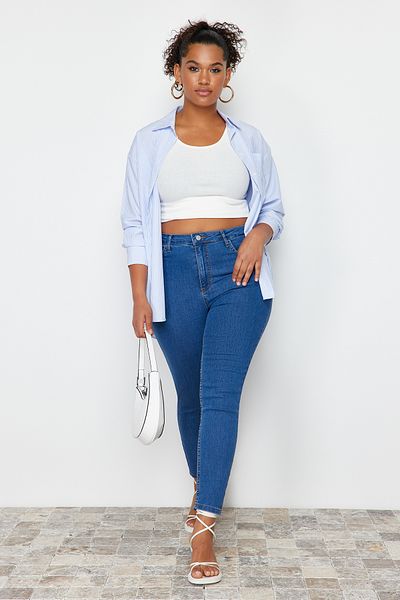 Trendyol Curve Világoskék Extra Rugalmas Skinny Jeans TBBSS24CJ00006