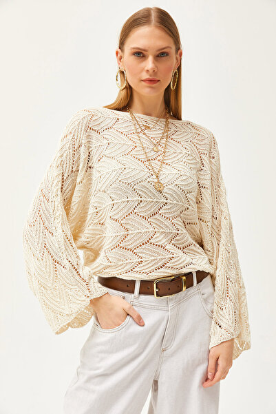 Olalook Dámská blůza BLZ-19002493 s netopýřím vzorem z bavlněného úpletu