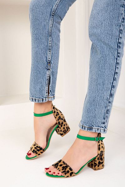 SOHO Grün-Leopard Klassische Damenschuhe mit Absatz 14529