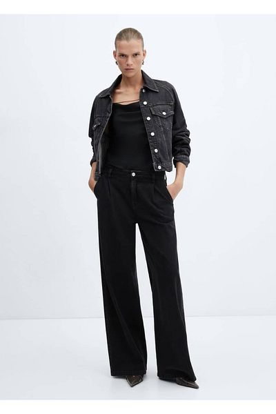 MANGO Woman Draped collar satin blouse