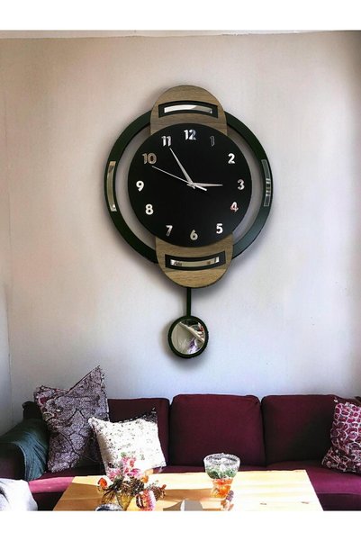 Ste Desing Duvar Dekorasyon Saati,Duvar Saati, Ahşap Saat, Sarkaçlı Saati Ahşap Sarkaçlı Duvar Saati,Wall Clock