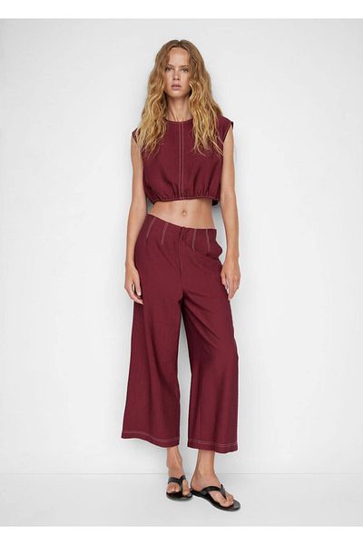 MANGO Woman Pantaloni culotte cu detaliu de cusut