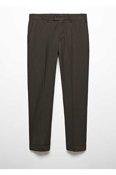 MANGO Man Mikro Kazayağı Desenli Yün Karışımlı Dar Kesim Pantolon