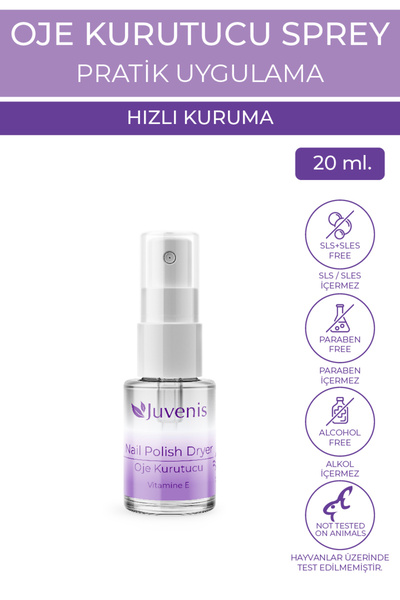 Juvenis Oje Kurutucu Sprey İz bırakmayan E Vitaminli Oje Kurutucu Sprey 20 ml.