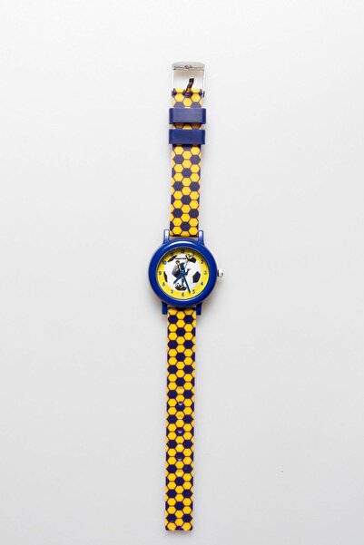Coliseum FM ANALOG CHILDREN'S WRISTWATCH WITH SOCCER FIGURE YELLOW NAVY