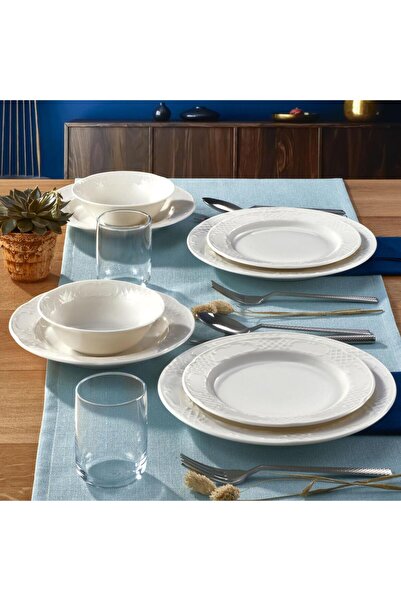 Güral Porselen Bone Safir 12 Kişilik Yemek Takımı 82 Parça