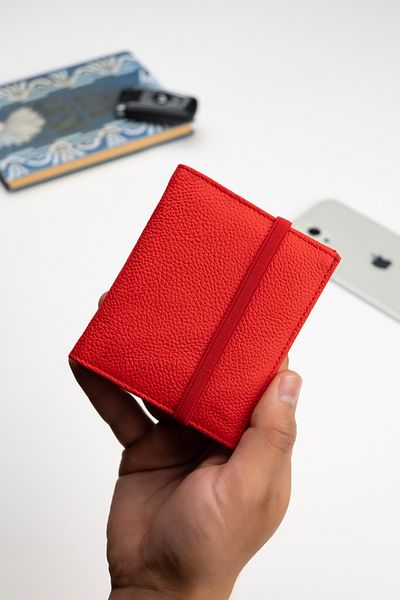 Niki Leather Alex Red Real Leather Unisex Card Holder Wallet