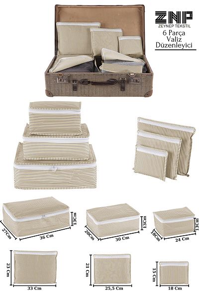 Znp Home Ταξίδι| Σετ Organizer βαλίτσας 6 τεμαχίων| Οργάνωση βαλίτσας Μπεζ