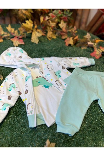 Aziz Bebe 3-Piece Set Boy Green Ecru