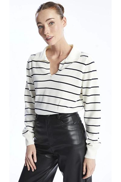 LC Waikiki Polo Neck Striped Long Sleeve Women's Knitwear Sweater