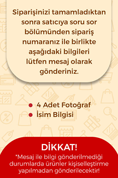 giftcrea Kişiye Özel İsimli ve Fotograflı Dekota Tablo , 5 Parça Özelleştirilebilir İsim ve Fotoğraflı Tablo