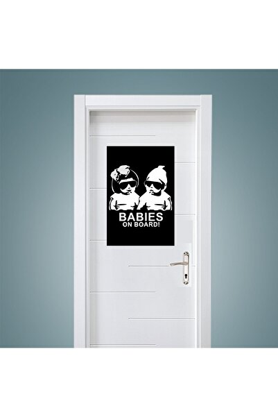icase Bebek Odası Babies on Boart Yazılı Kapı Süsü Uyarı Konsept Dekor Ahşap ...