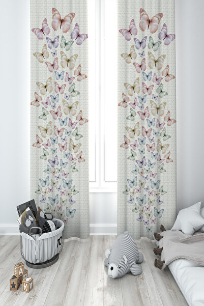 BAMBAŞKA MODA ستارة خلفية لغرفة الأطفال والرضع بنمط الفراشة الطائرة ذات جناحين