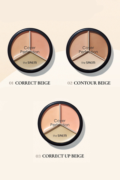 THE SAEM Cover Perfection Triple Pot 3'lü Kapatıcı Paleti - 03 Correct Up Beige (VİONİNE)