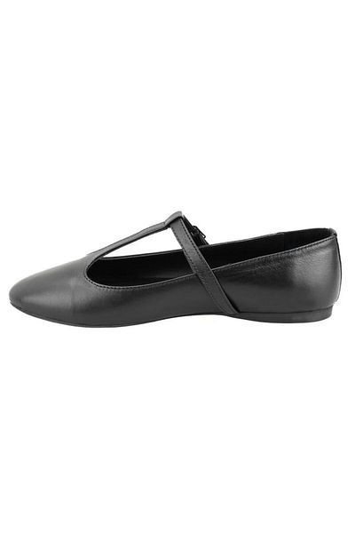 Desa Matilda Black Women's T-Band Mary Jane Leather Ballerinas
