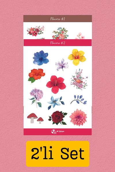 Bi Dünya Haber 2 'li Çiçekli Sticker Paketi