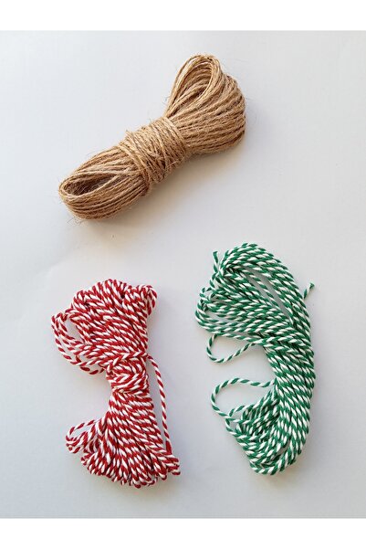 Dekals 3lü set Süsleme İpi Marteniçka İpi Hediye Paketleme Ambalaj İp Şans Bileklik Mart İpi 10'ar metre