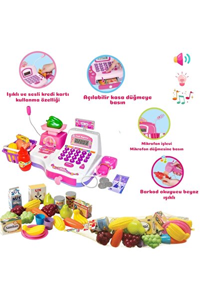 YILDIRIM OYUNCAK Sesli ve Işıklı Barkod Okuyuculu Mikrofonlu Terazili Meyveli...