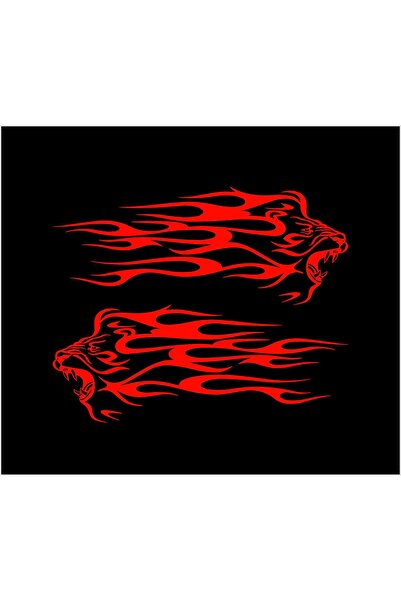 SEÇ Kükreyen Aslan Alevli Sticker  Çok Amaçlı Sticker