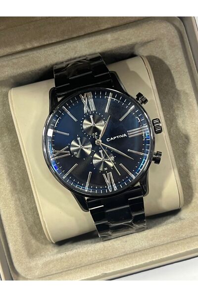 captiva Steel Cord Black Men's Wristwatch
