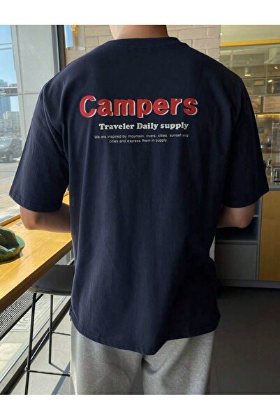 AFROGİYİM Μπλουζάκι Unisex Camper Μπροστινό Πίσω Ψηφιακό Τυπωμένο Oversize