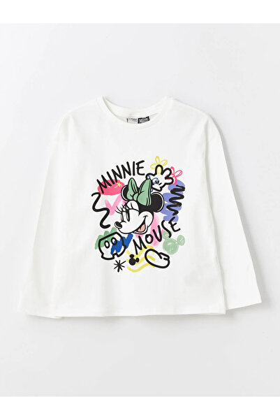 LC Waikiki Bavlněné dívčí tričko s dlouhým rukávem s potiskem Minnie Mouse s ...