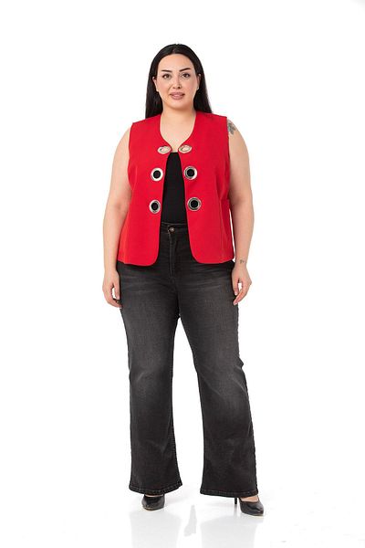 DISENTIS MODEST Large Size Red Vest with Big Eyelet Detail