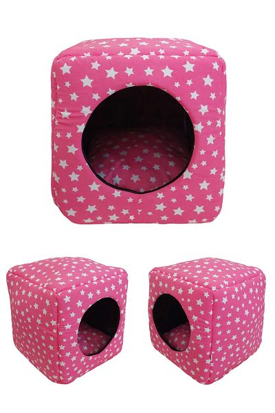 Patiderm Three Function Cat Dog Closed Square Sponge Bed - Pink