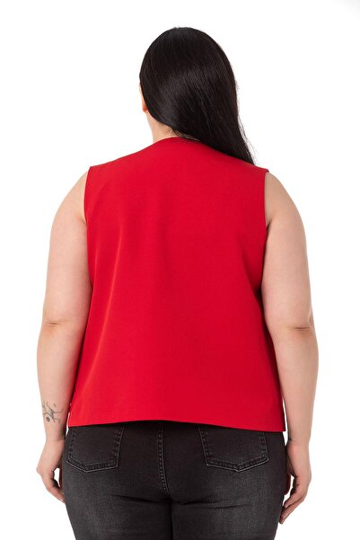 DISENTIS MODEST Large Size Red Vest with Big Eyelet Detail