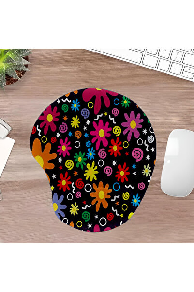 UcuruStore Πολύχρωμα Λουλούδια Οβάλ Επιφάνεια Ποντικιού με Στήριξη Ολόκληρου ...