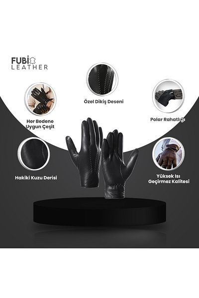 fubileather Γνήσια ανδρικά γάντια Lambskin