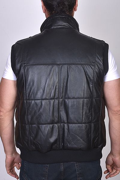 fubileather Knitwear Puffer Men's Leather Vest - Genuine Lambskin