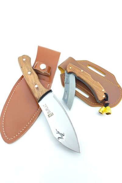 SürLaz Outdoor Bıçak Kamp Çakısı 2'li Deri Kılıf Set