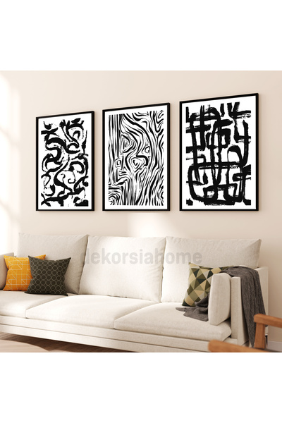 Dekorsiahome Set de pictură cu ramă din lemn LineArt