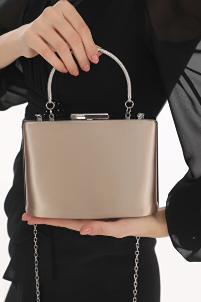 womenacs Nude Color Satin Fabric Women's Evening Dress Clutch Portfolio Bag New Season