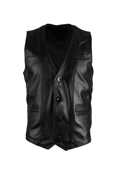 fubileather Елек от естествена кожа с черен точков шев