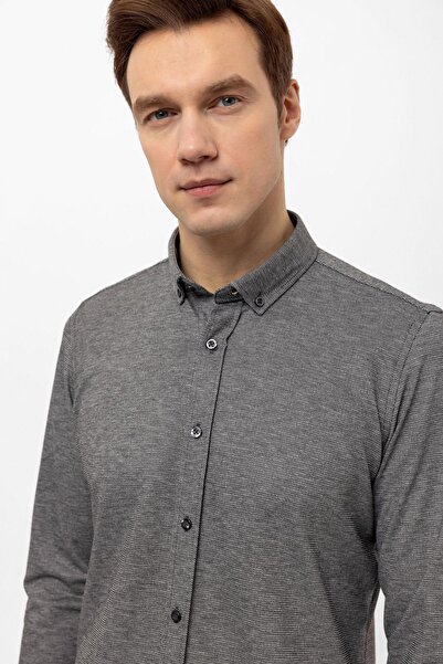 SÜVARİ Manşetli Slim Kalıp Armürlü Gömlek