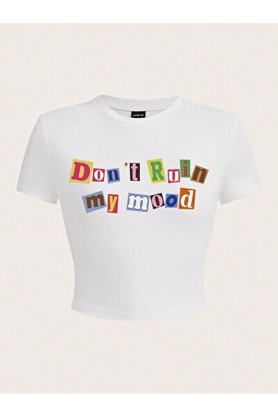 Jose Clothing Γυναικεία μπλούζα με κοντομάνικη στάμπα σε λευκό χρώμα