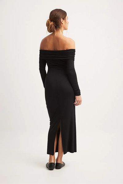 World Fashion Trends Rochie lungă elastică cu guler Madonna detaliat