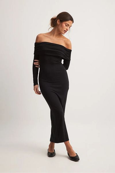 World Fashion Trends Rochie lungă elastică cu guler Madonna detaliat