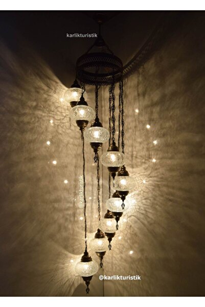 karlıkturistik Otantik Sarkıt Lamba 9 lu  Dekoratif Merdiven Avizesi  Osmanlı El Yapımı