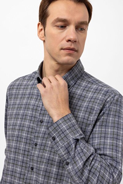 SÜVARİ Сорочка з картатим кроєм, прямим силуетом і кутовими манжетами