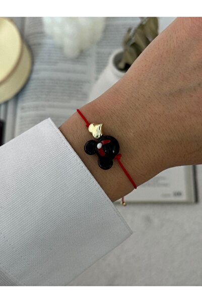 Murano Glass Mickey Mouse Red Bracelet