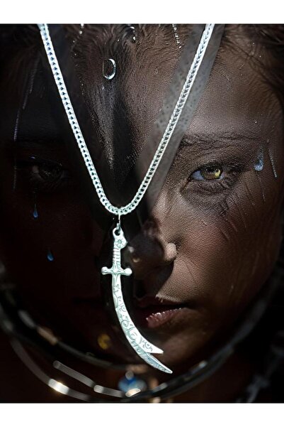 whocares Unisex Kolye Zincirli Zülfikar Kılıç Sembollü Kaliteli Şık Gümüş Renk